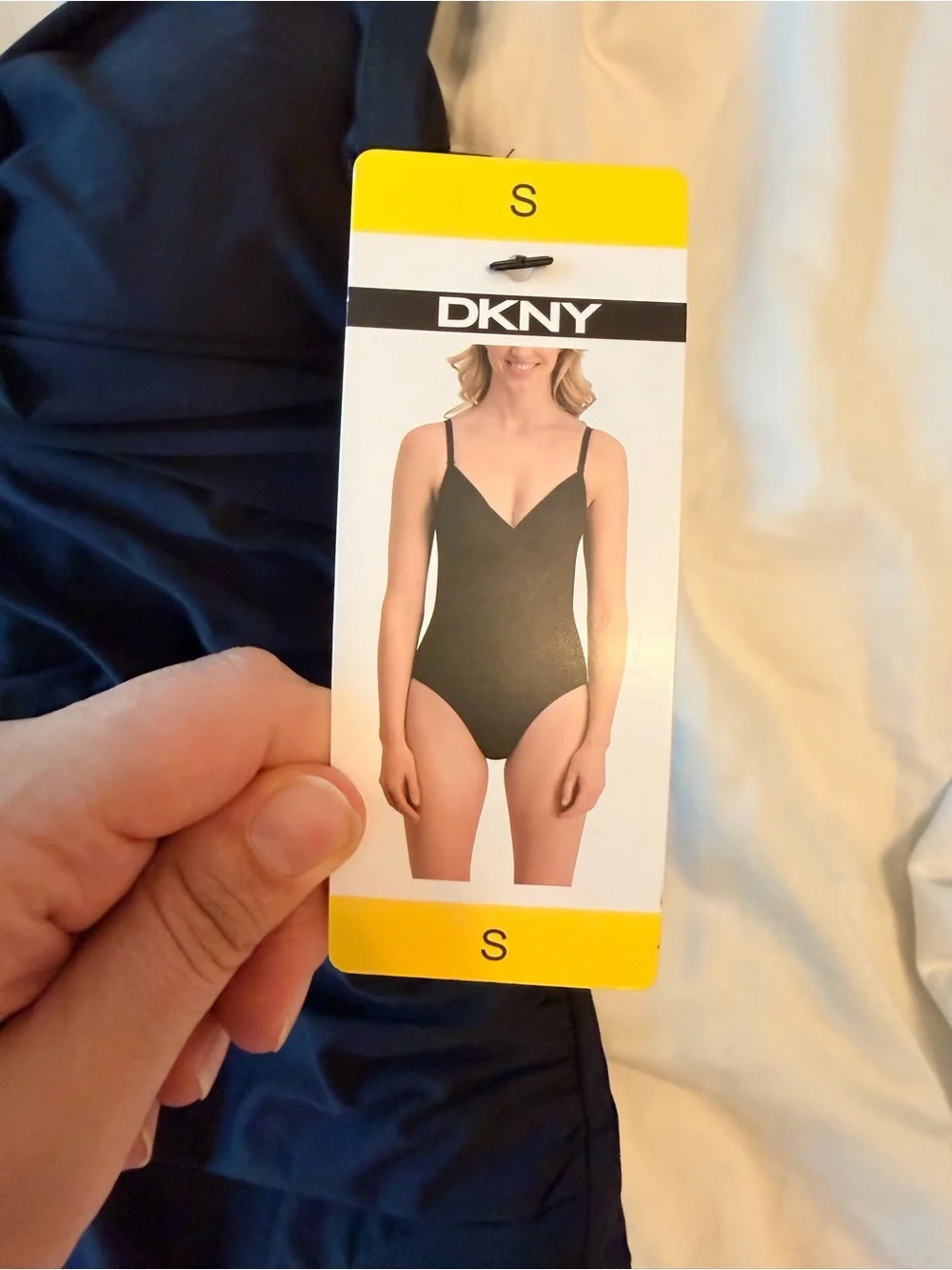 DKNY Black Ruched Compression One-Piece Swimsuit - Picture 2 of 3